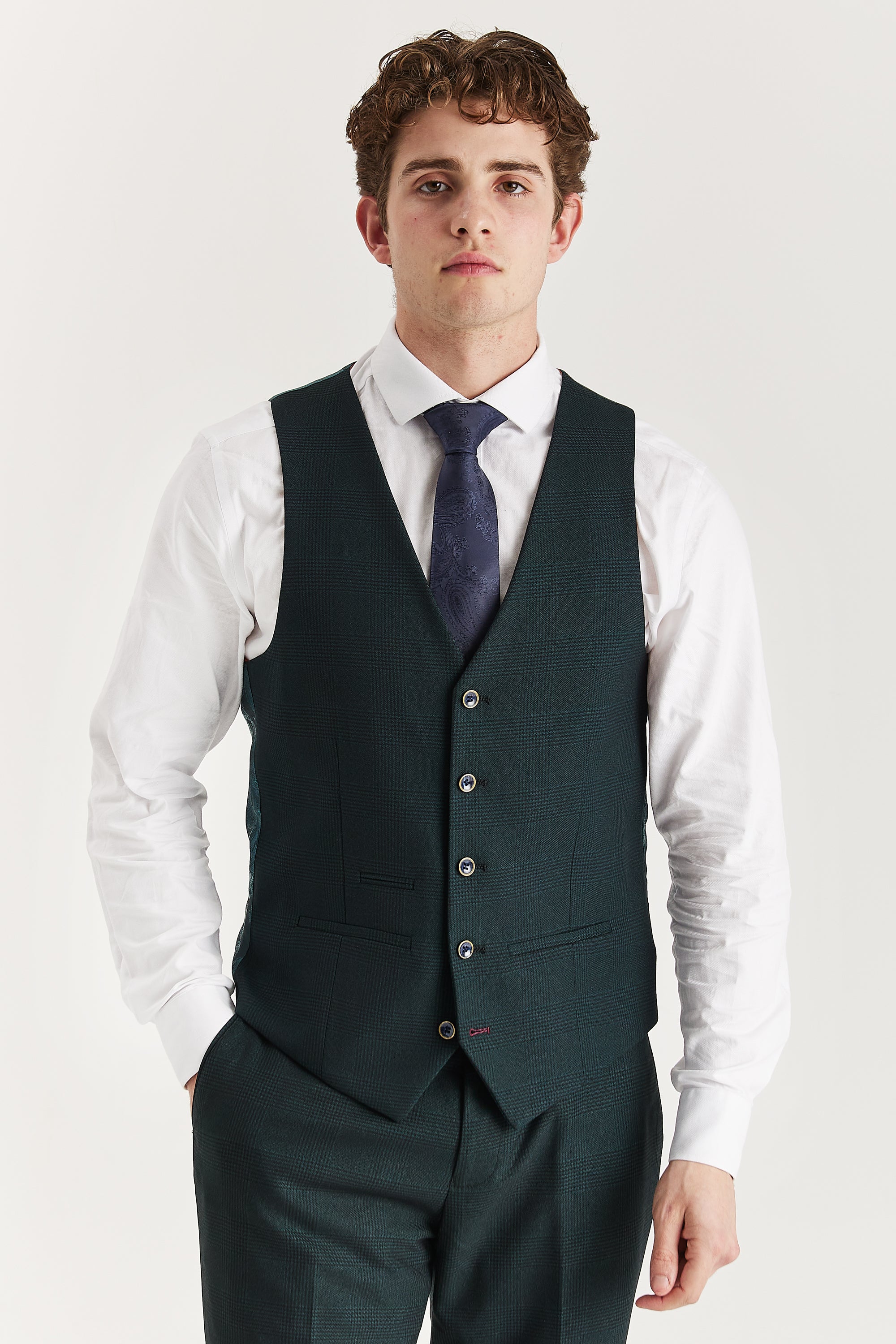 Jasper - Men's Green Check Waistcoat