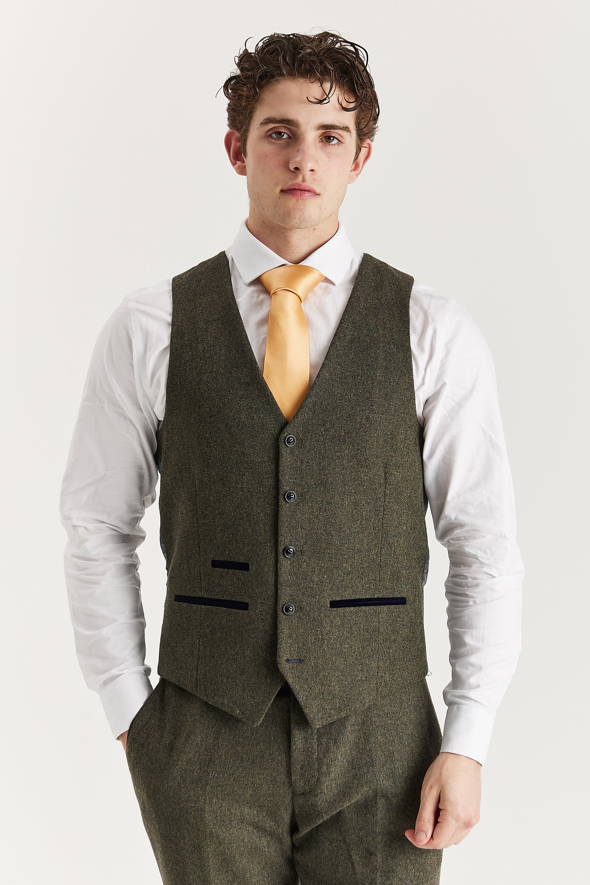 Oscar - Men's Green Tweed Waistcoat