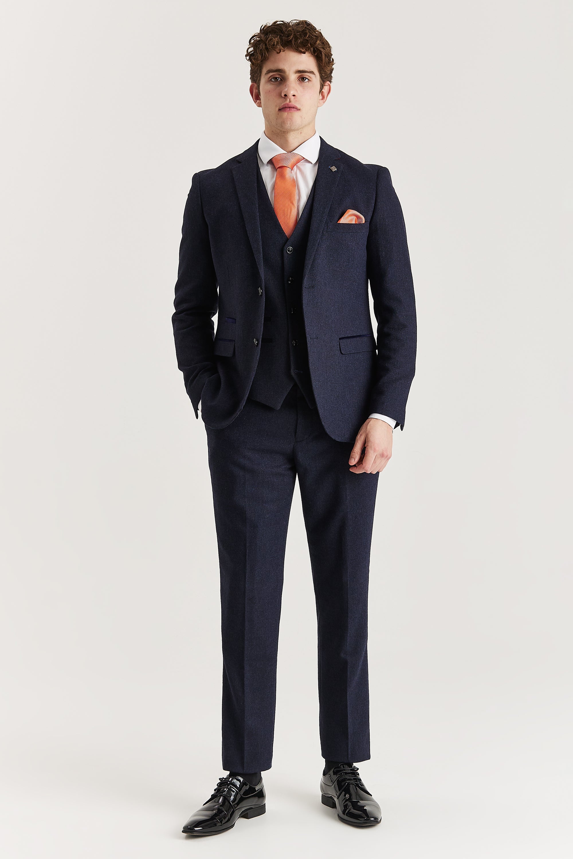 Oscar Navy Tweed Three Piece Suit