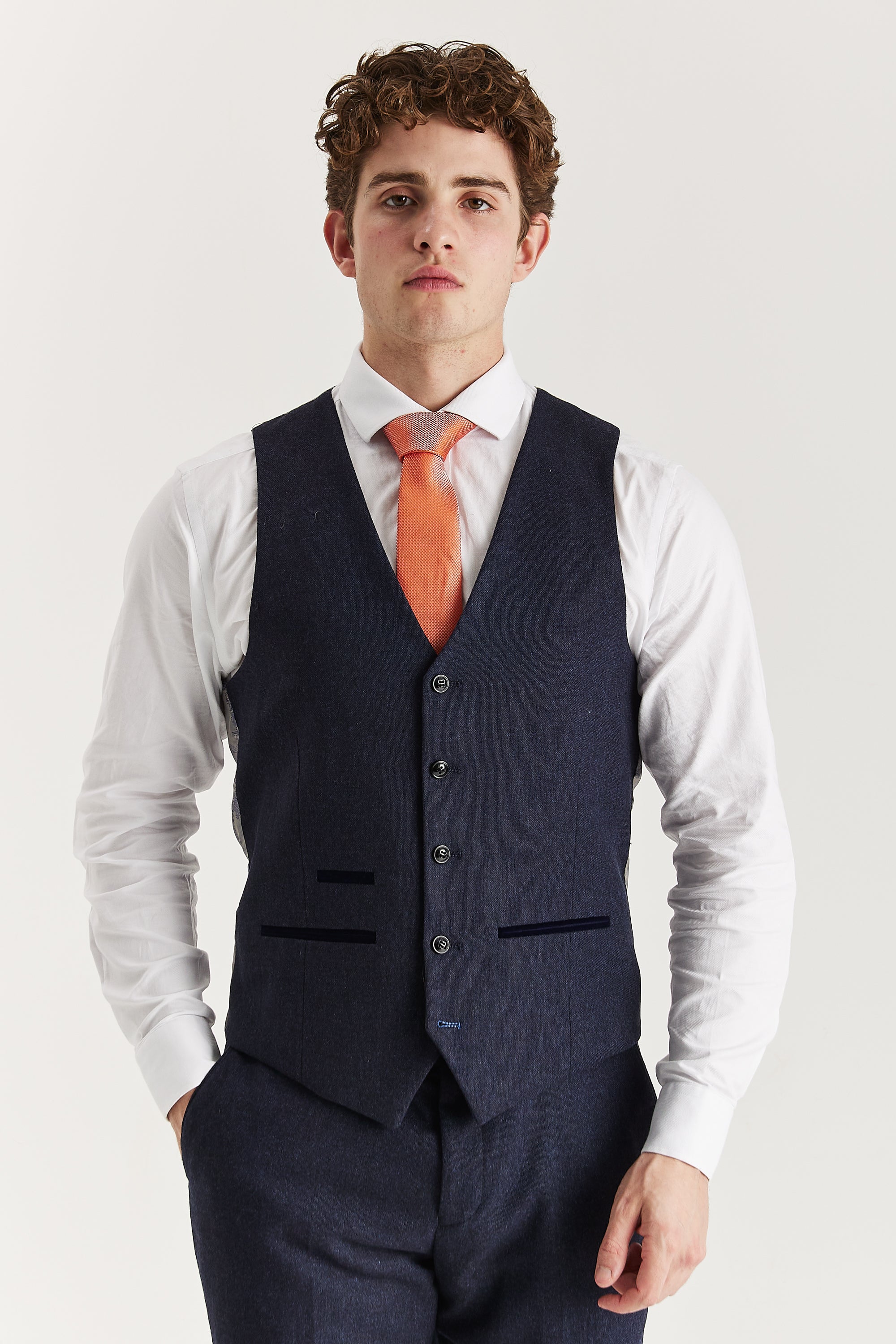 Oscar - Men's Navy Tweed Waistcoat