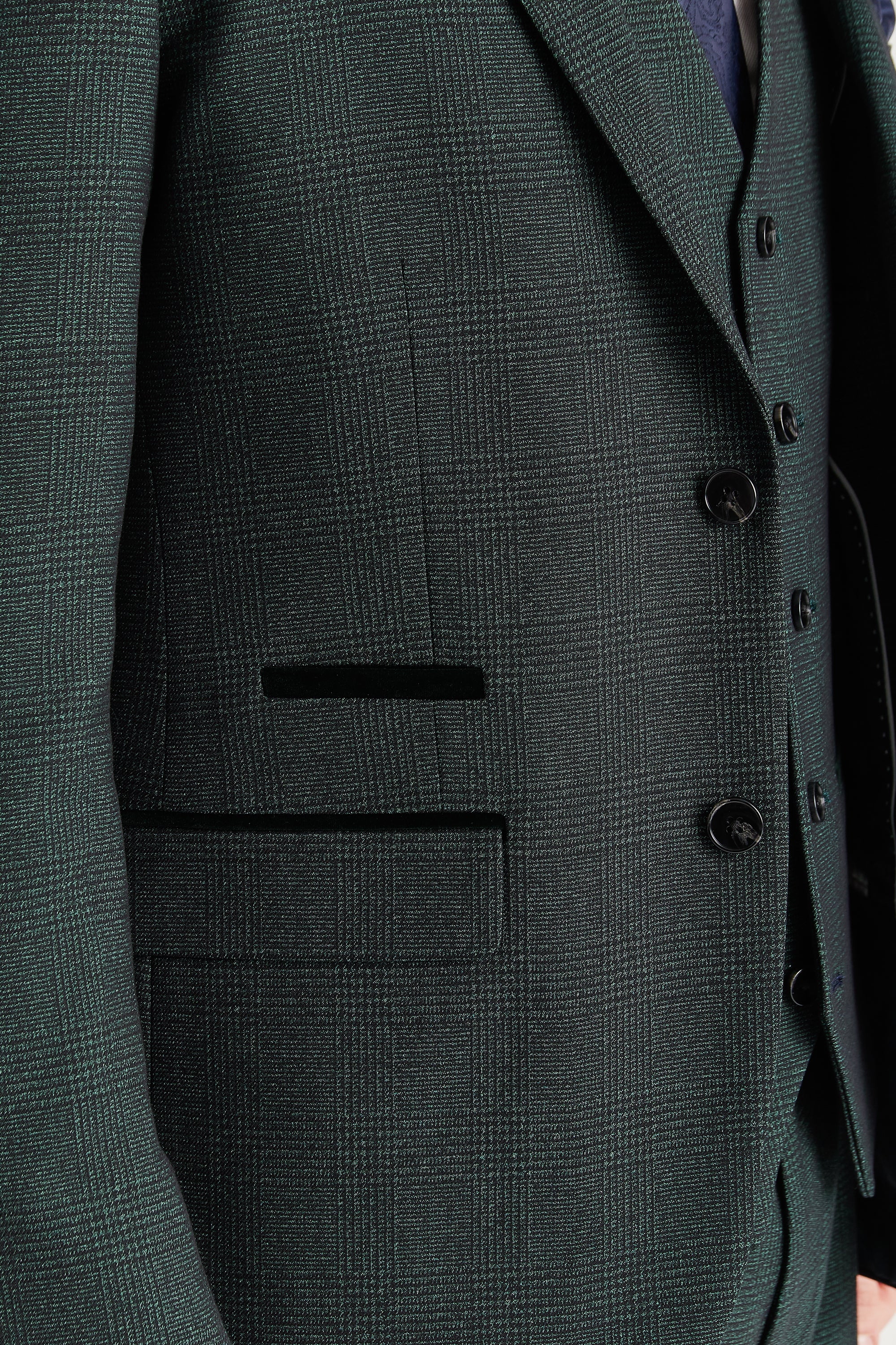 Regent Olive Check Three Piece Suit