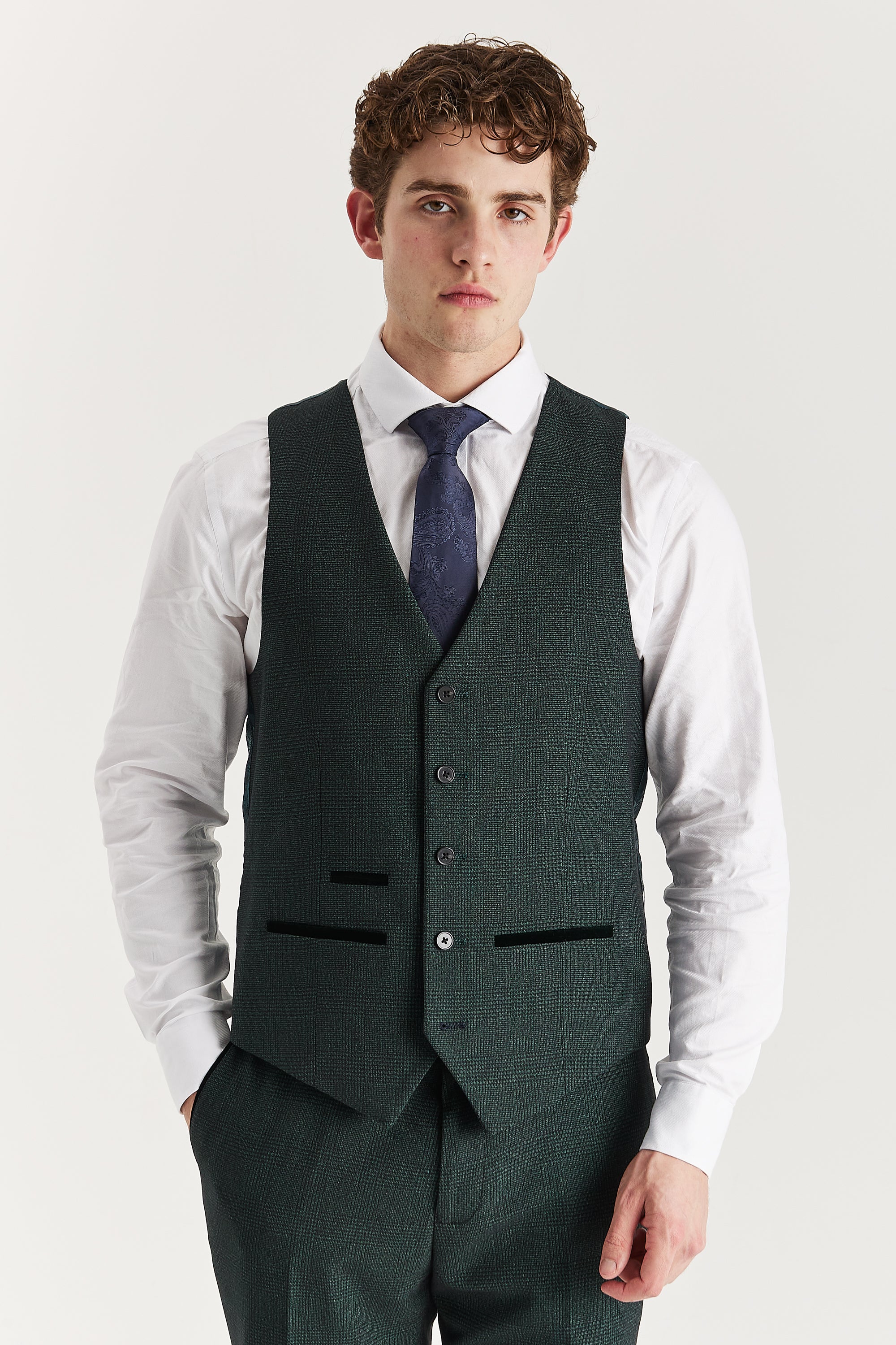 Regent - Men's Olive Check Waistcoat