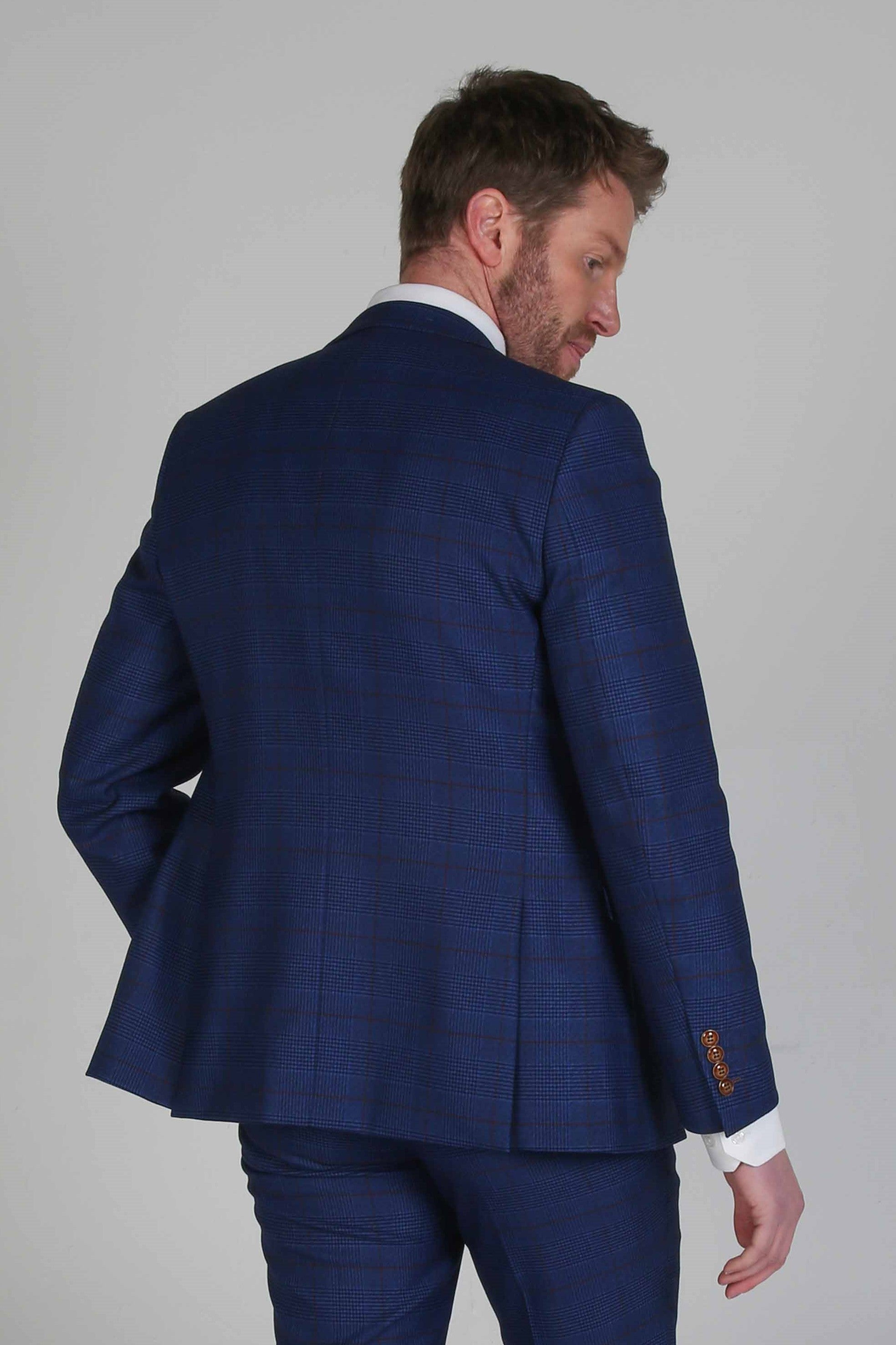 Alex - Navy Burgandy Check Blazer