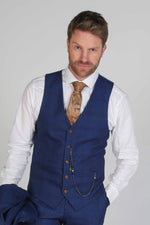 Alex - Men's Navy Burgandy Check Waistcoat