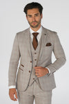 Leo Beige Check Three Piece Suit