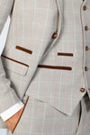 Leo Beige Check Three Piece Suit