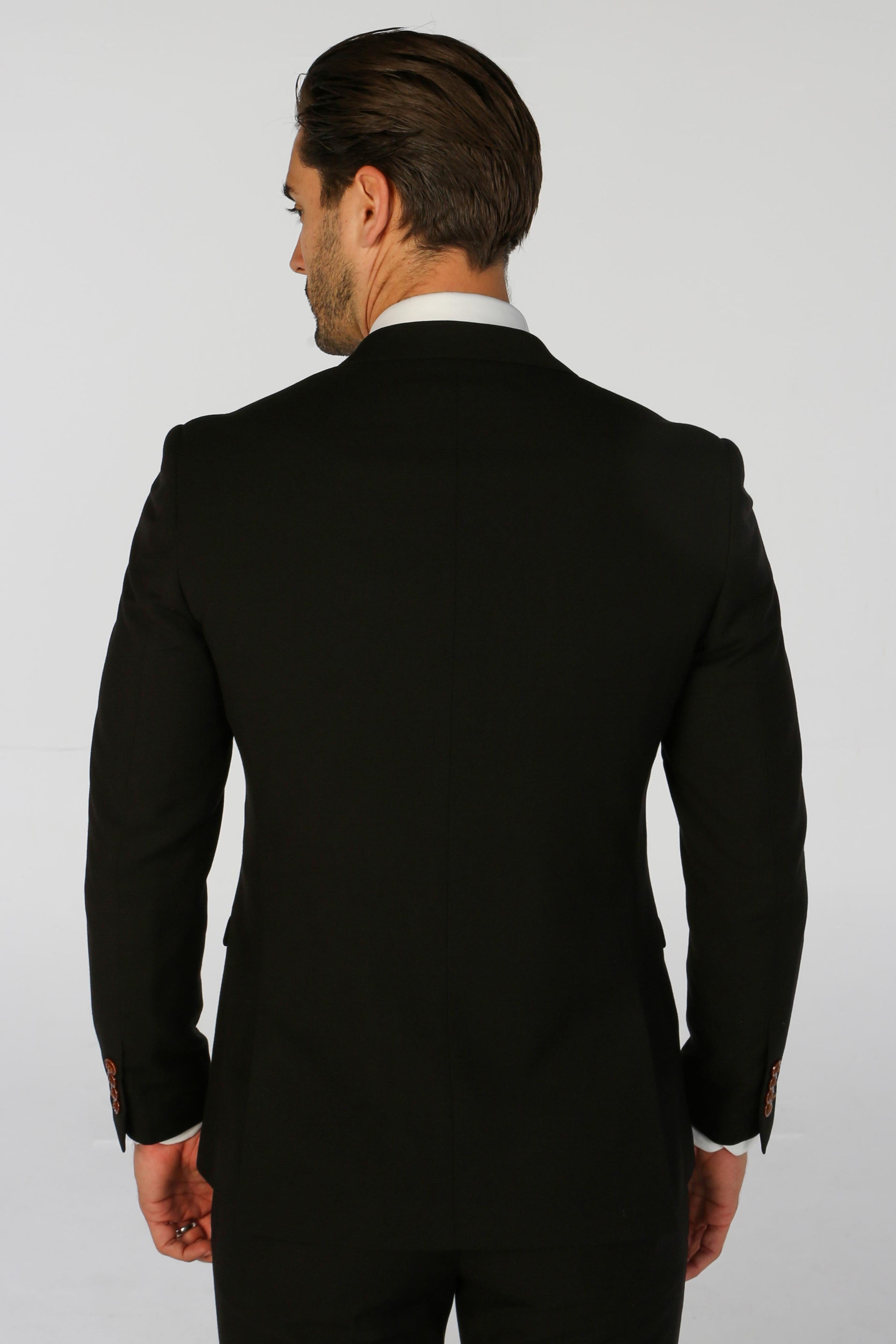 Mayfair Black Textured Three Piece Suit