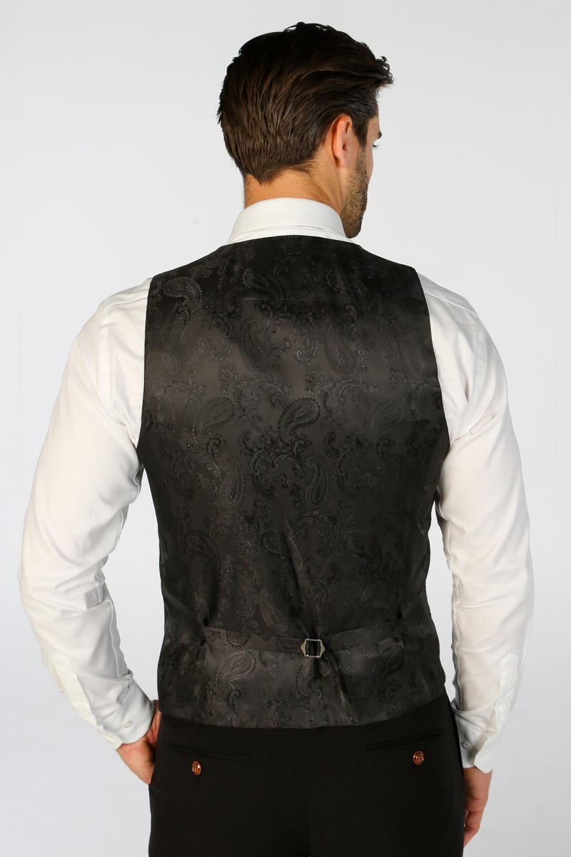 Mayfair - Men's Black Textured Waistcoat