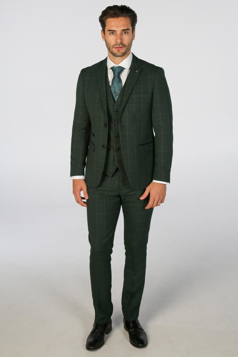 Leo Green Check Three Piece Suit