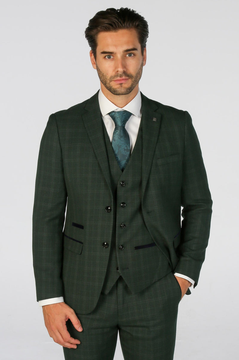 Leo Green Check Three Piece Suit