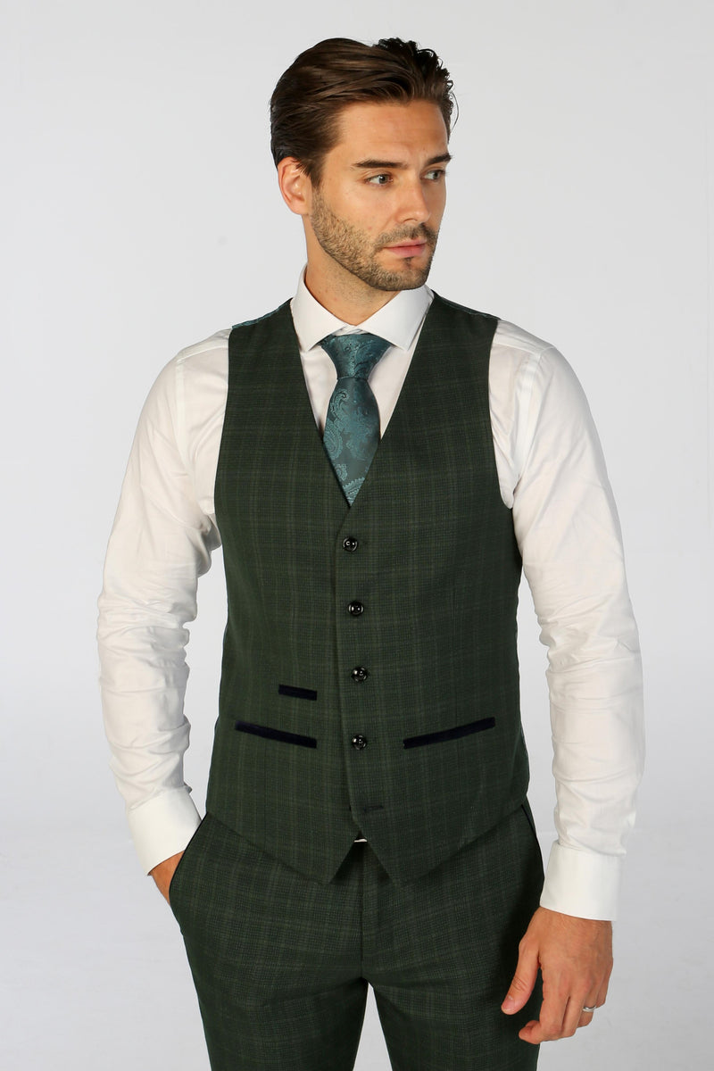 Leo Green Check Three Piece Suit