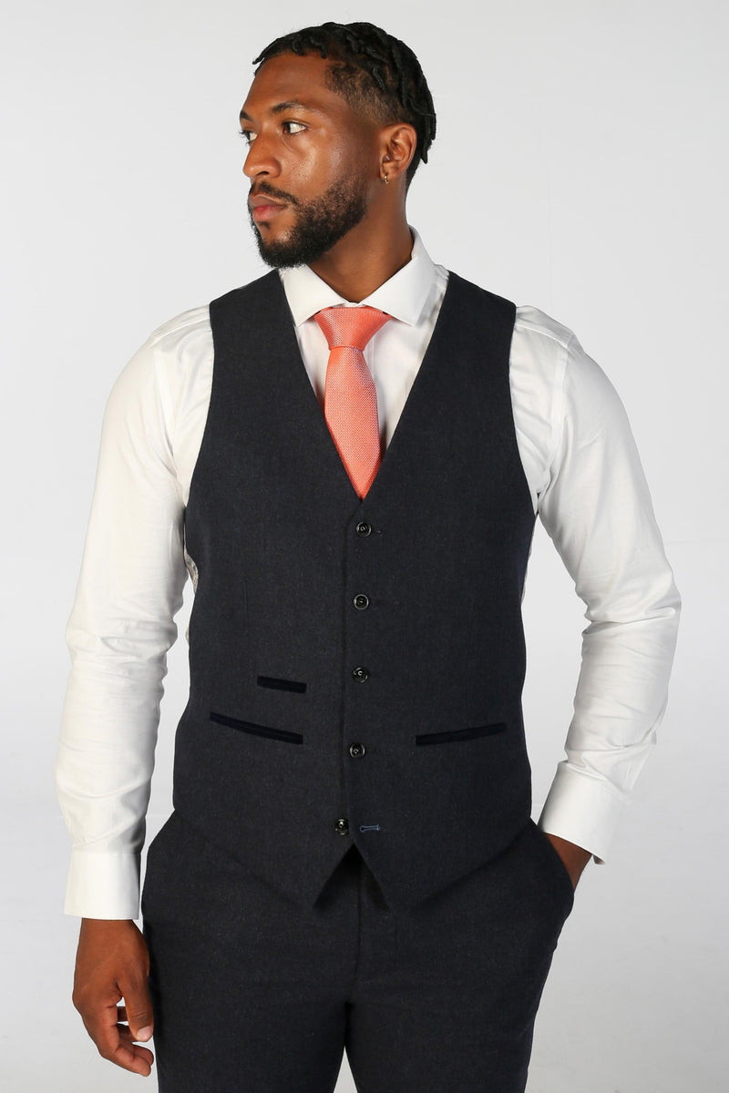 Oscar - Men's Navy Tweed Waistcoat