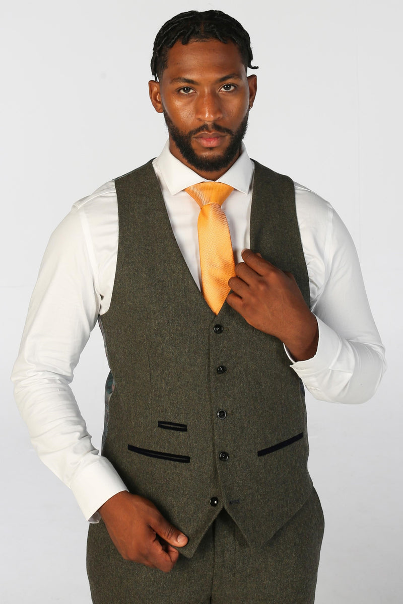 Oscar - Men's Green Tweed Waistcoat