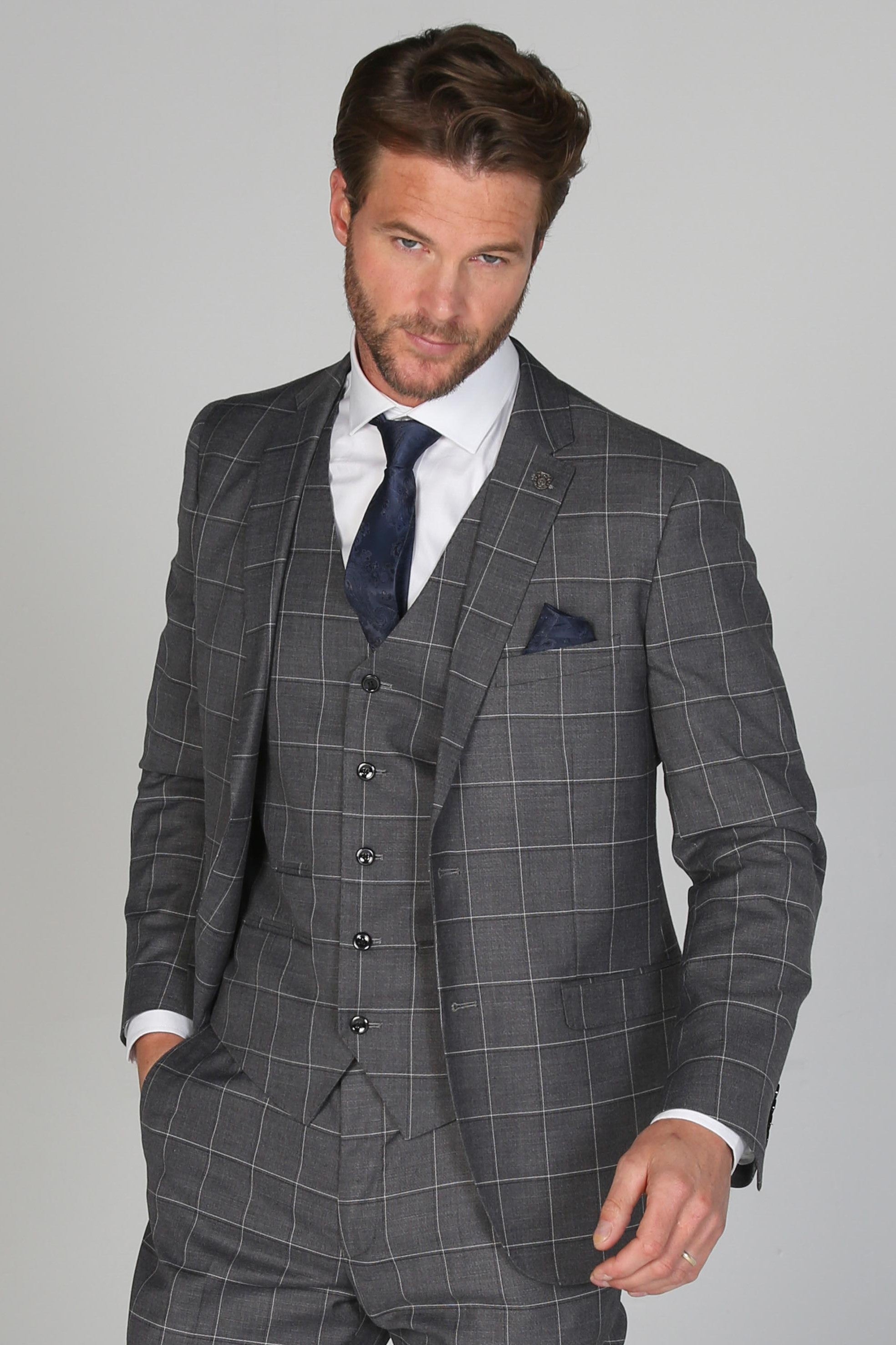 Hobbs Grey Check Three Piece Suit