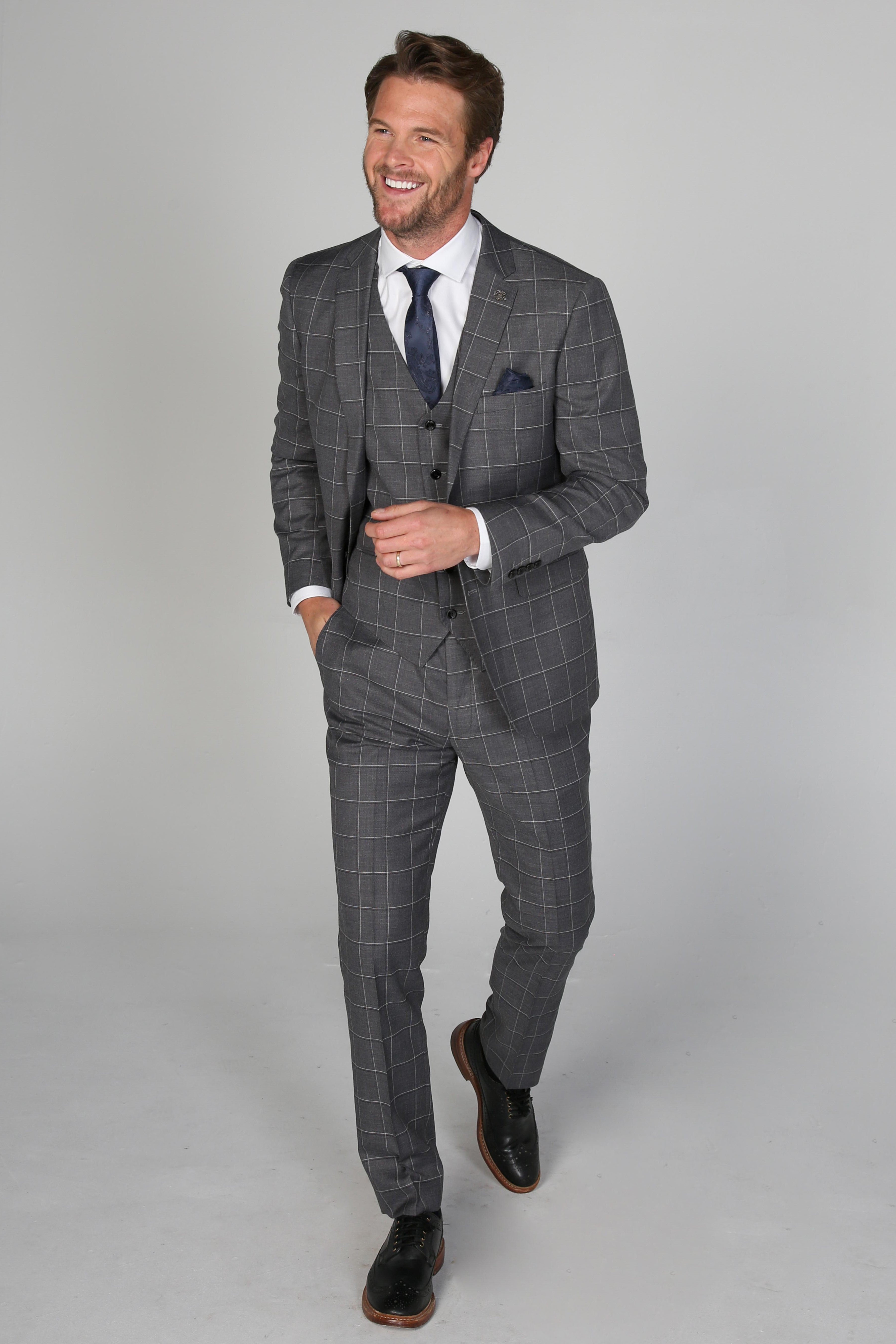 Hobbs Grey Check Three Piece Suit