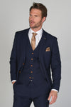 Mayfair Navy Textured Three Piece Suit