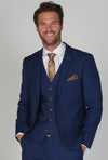 Mayfair Blue Textured Three Piece Suit