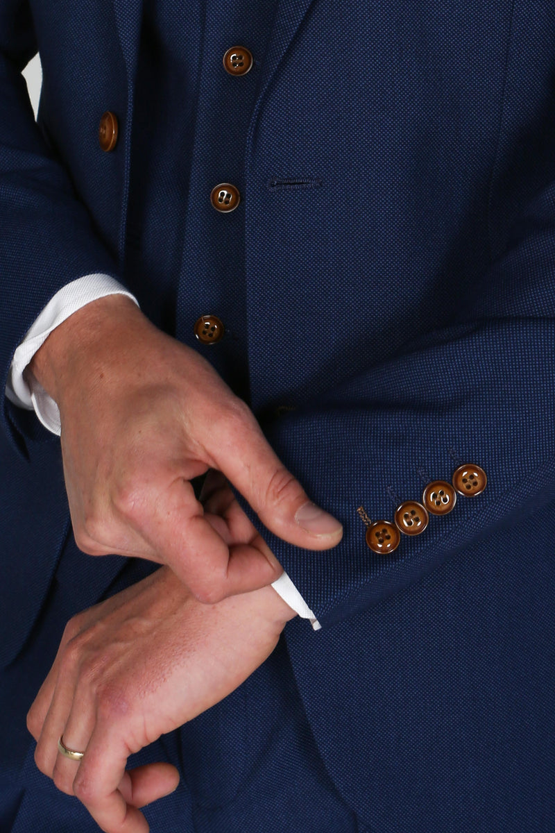 Mayfair Blue Textured Three Piece Suit