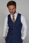 Mayfair Blue Textured Three Piece Suit