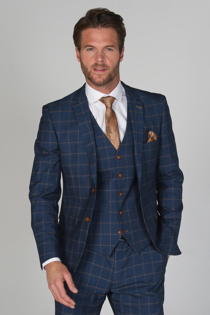 Hamleys Men's Navy Check Three Piece Suit