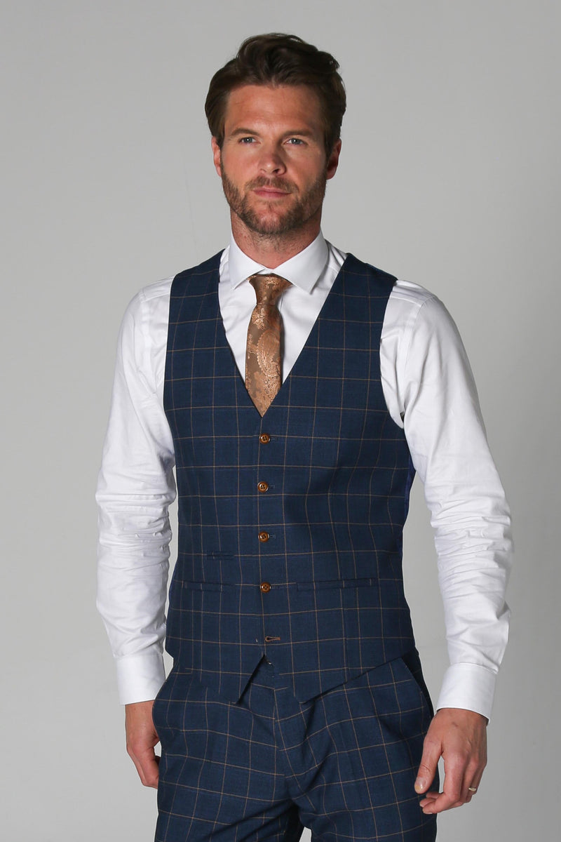 Hamleys Men's Navy Check Three Piece Suit