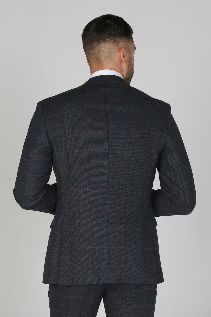 Madrid - Men's Navy Tweed Check Blazer