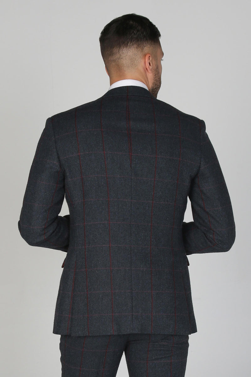 Madrid Navy Tweed Check Three Piece Suit