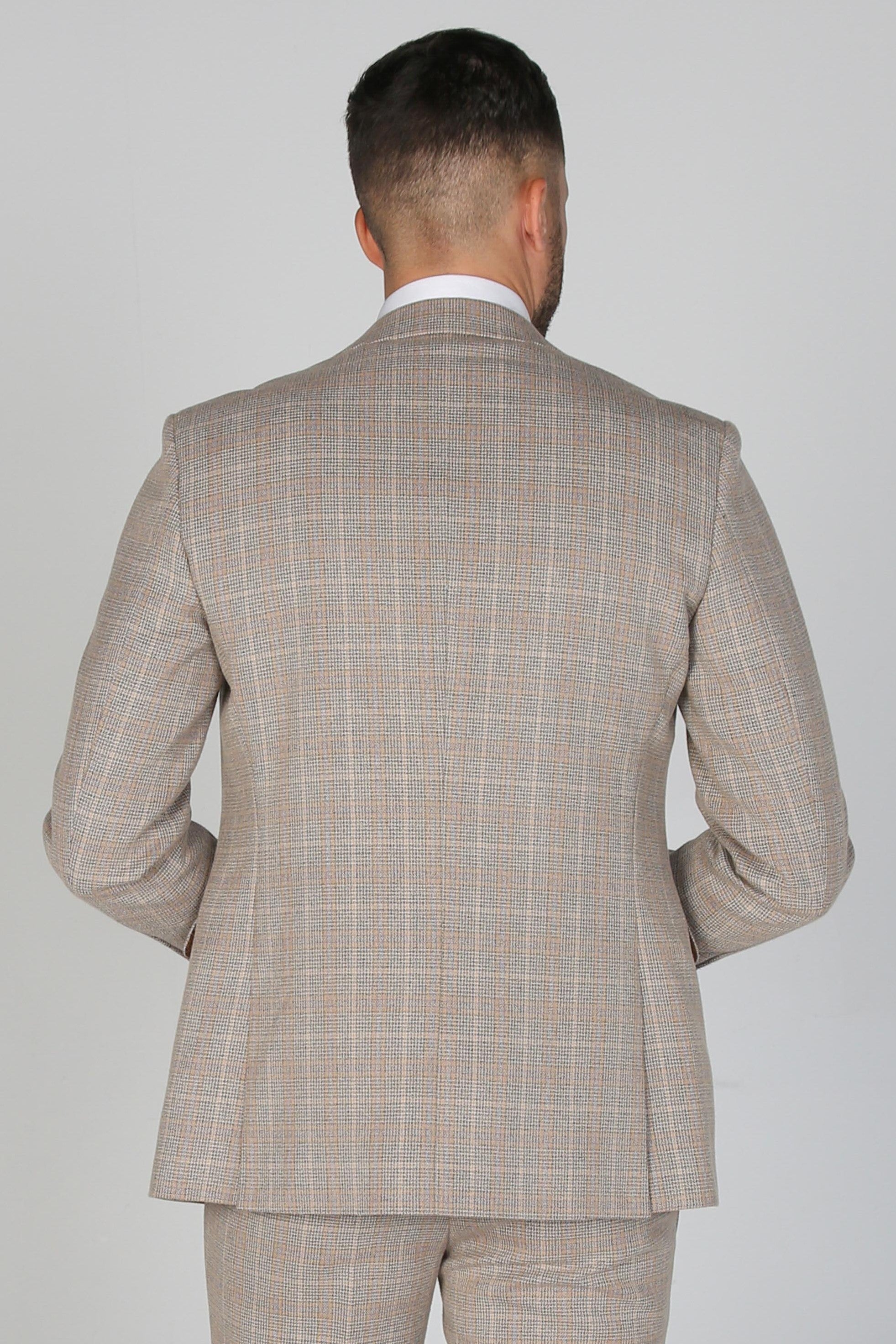 Holland Beige Check Three Piece Suit