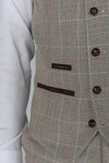 Holland Beige Check Three Piece Suit