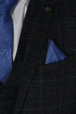 Harvey Navy Tweed Check Three Piece Suit