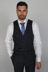 Harvey Navy Tweed Check Three Piece Suit