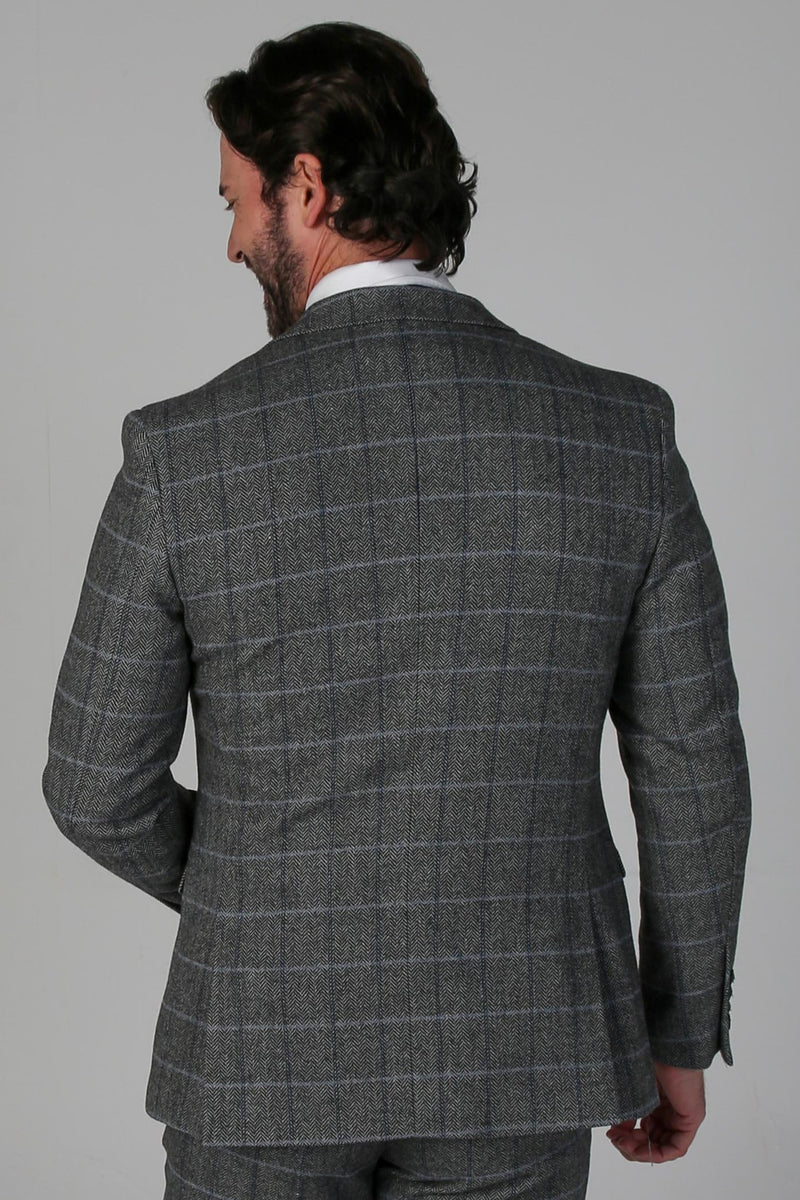 Harris Grey Tweed Check Three Piece Suit