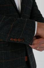 Thomas - Men's Navy Tweed Check Blazer