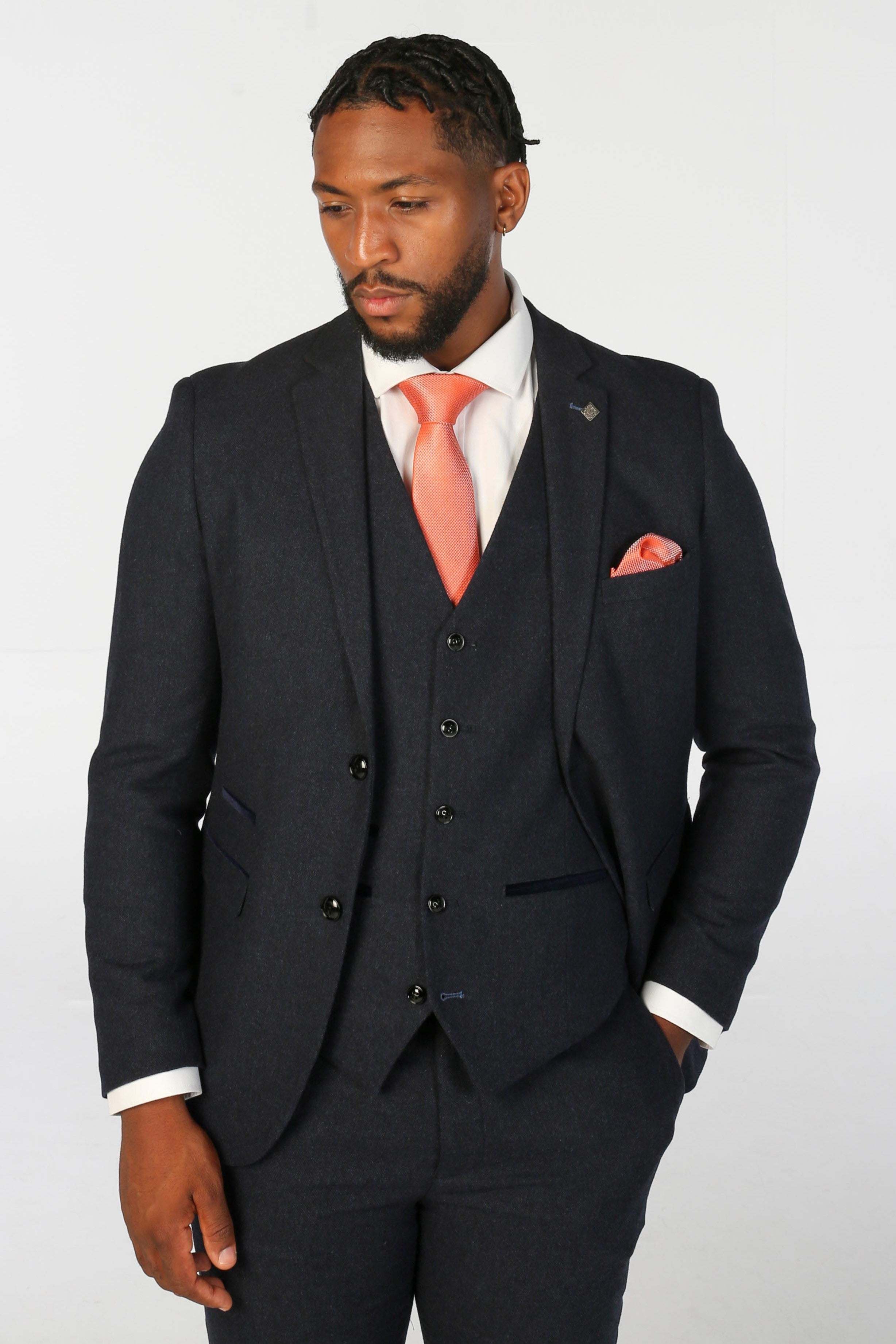 Oscar Navy Tweed Three Piece Suit