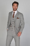 Sophisticated Ralph Cream Men's Three Piece Suit - Elevate your style with this timeless ensemble for a distinguished and refined look.