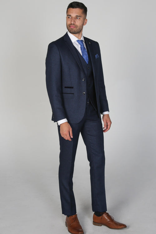 Premium Detail of Arthur Navy Suit Jacket - Tailored Elegance