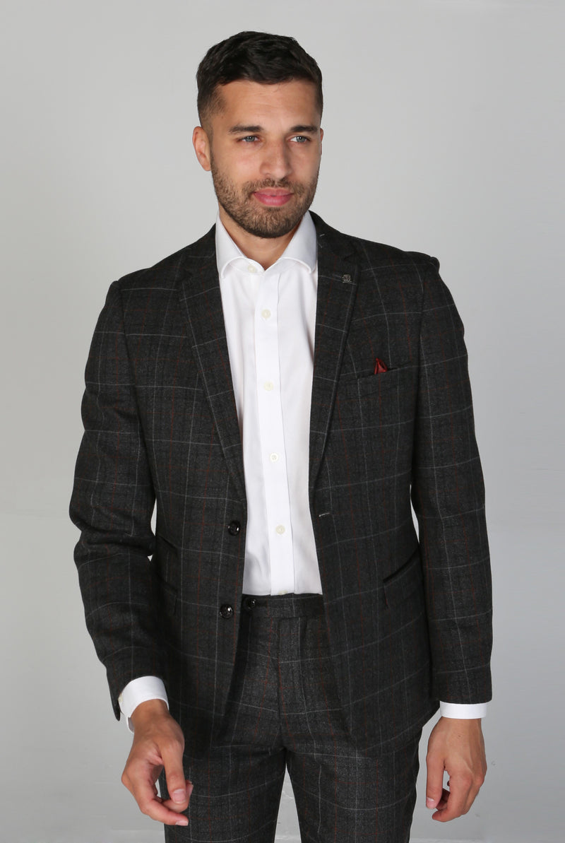 Harvey - Men's Grey Check Blazer