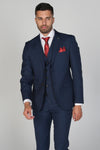Calvin Navy Men's 3-Piece Suit - Elevate your presence with this impeccably tailored ensemble, marrying classic sophistication with contemporary style.