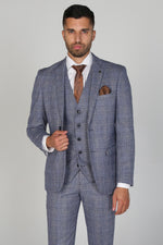 Exude charm and elegance with the Viktor Blue Men's Three Piece Suit from Paul Andrew, a perfect blend of style and sophistication.