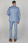 Modern Style - Back View of Charles Blue Men's Three Piece Suit