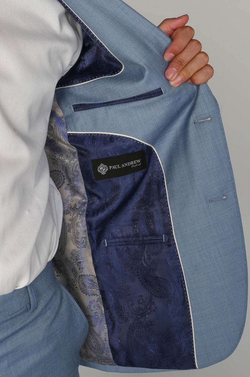 Precision Craftsmanship - Charles Blue Suit Pants Close-Up