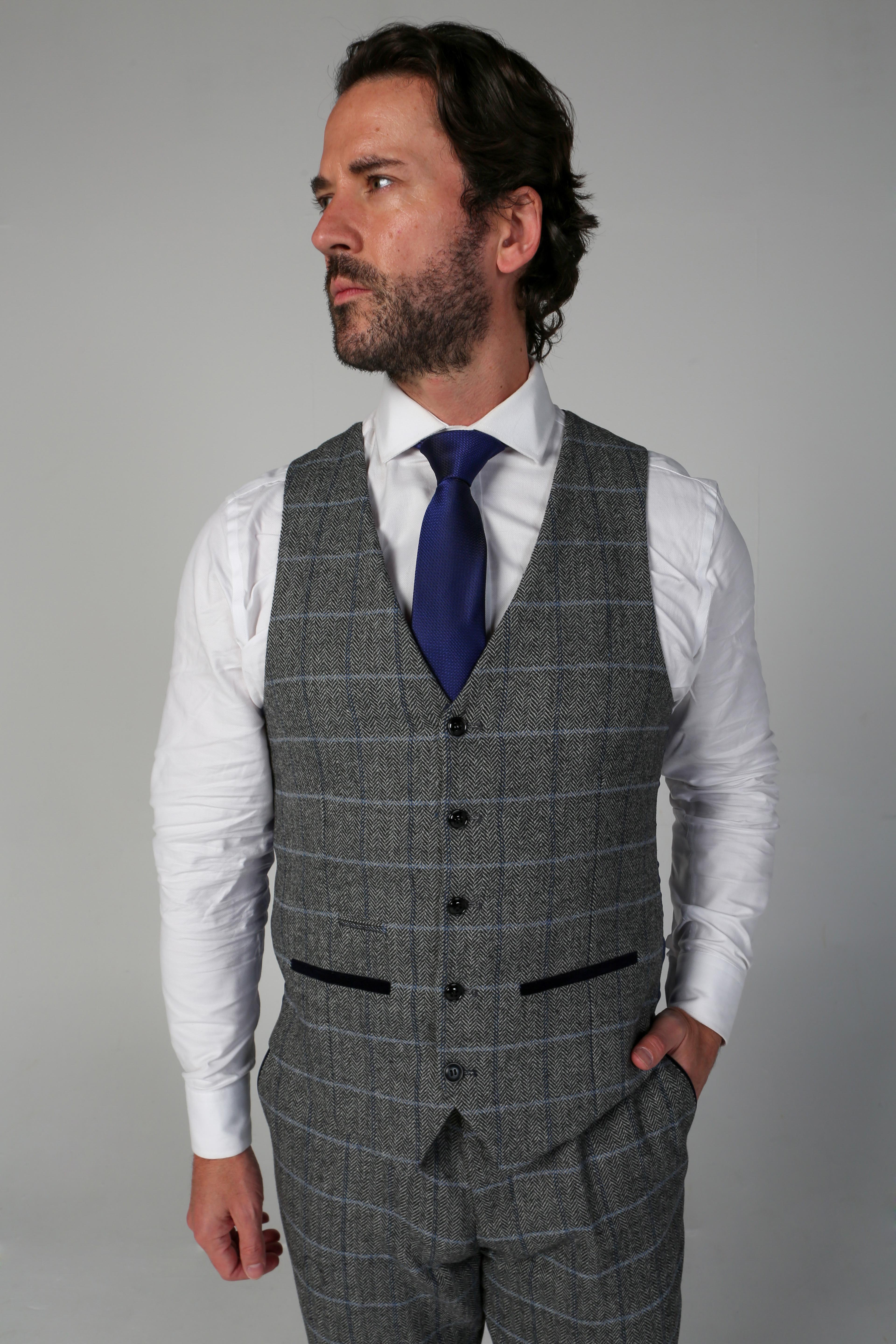 Harris Grey Tweed Check Three Piece Suit