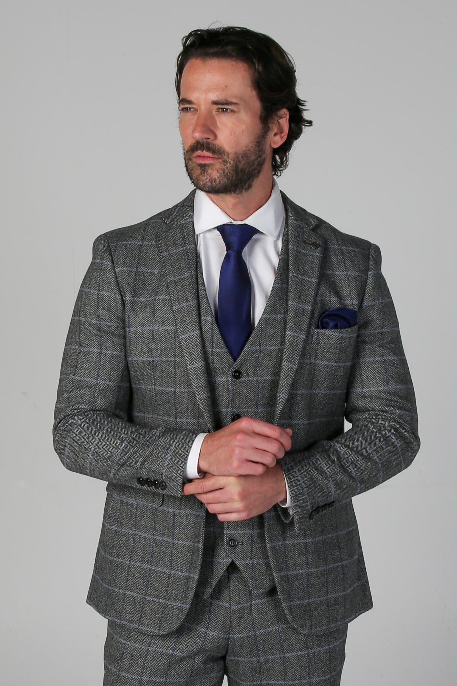 Harris Grey Tweed Check Three Piece Suit