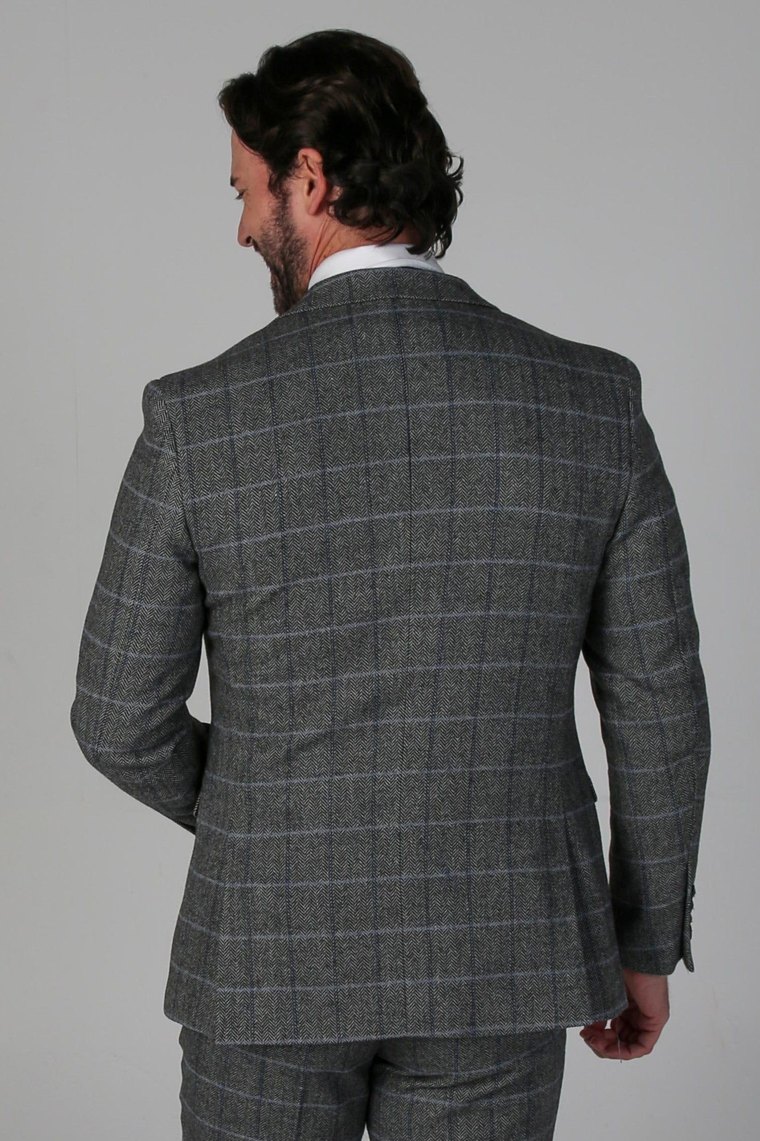 Harris - Men's Grey Tweed Check Blazer