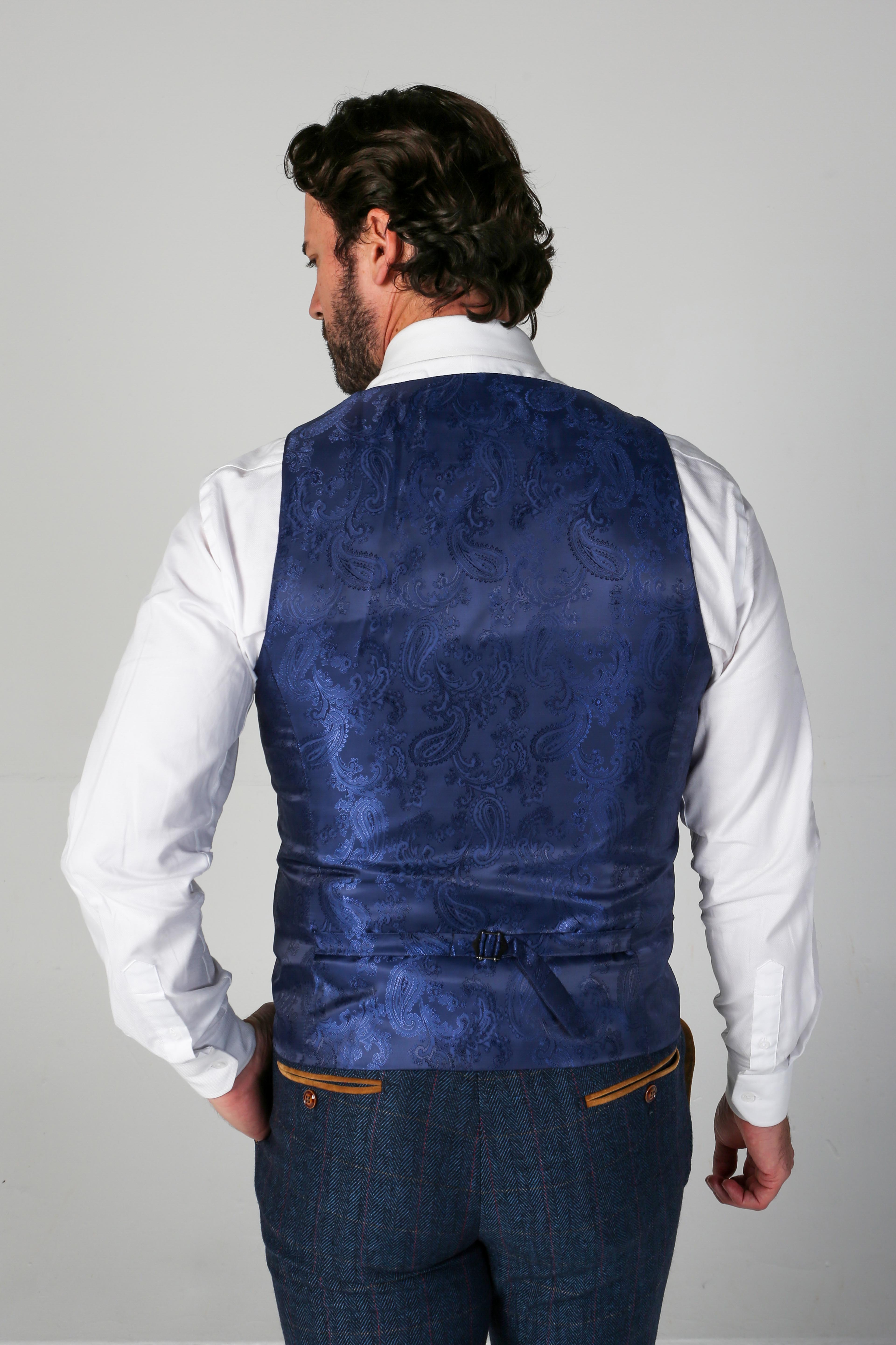 Scott - Men's Navy Tweed Waistcoat