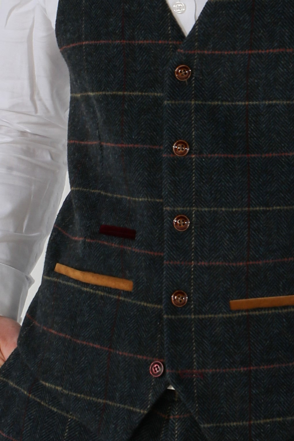 Thomas - Navy Tweed Check Waistcoat