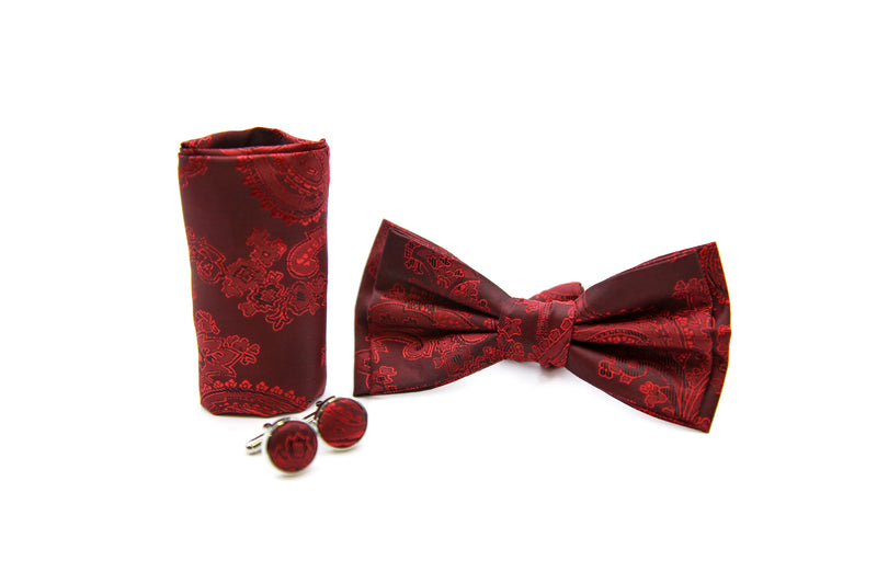 Paul Andrew - Red Paisley Bow Tie Set