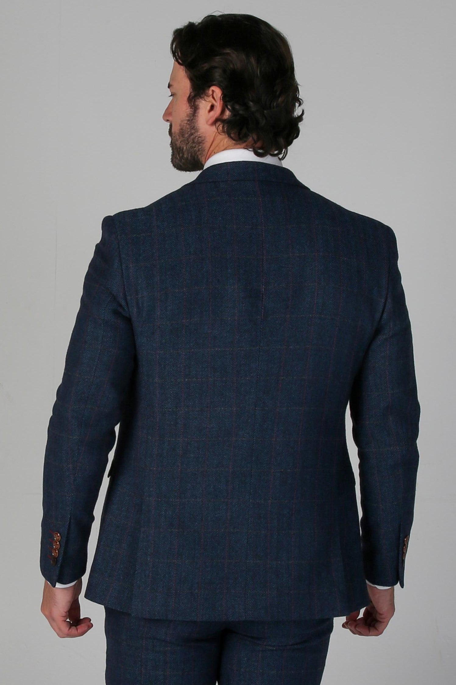 Scott - Men's Navy Tweed Check Blazer