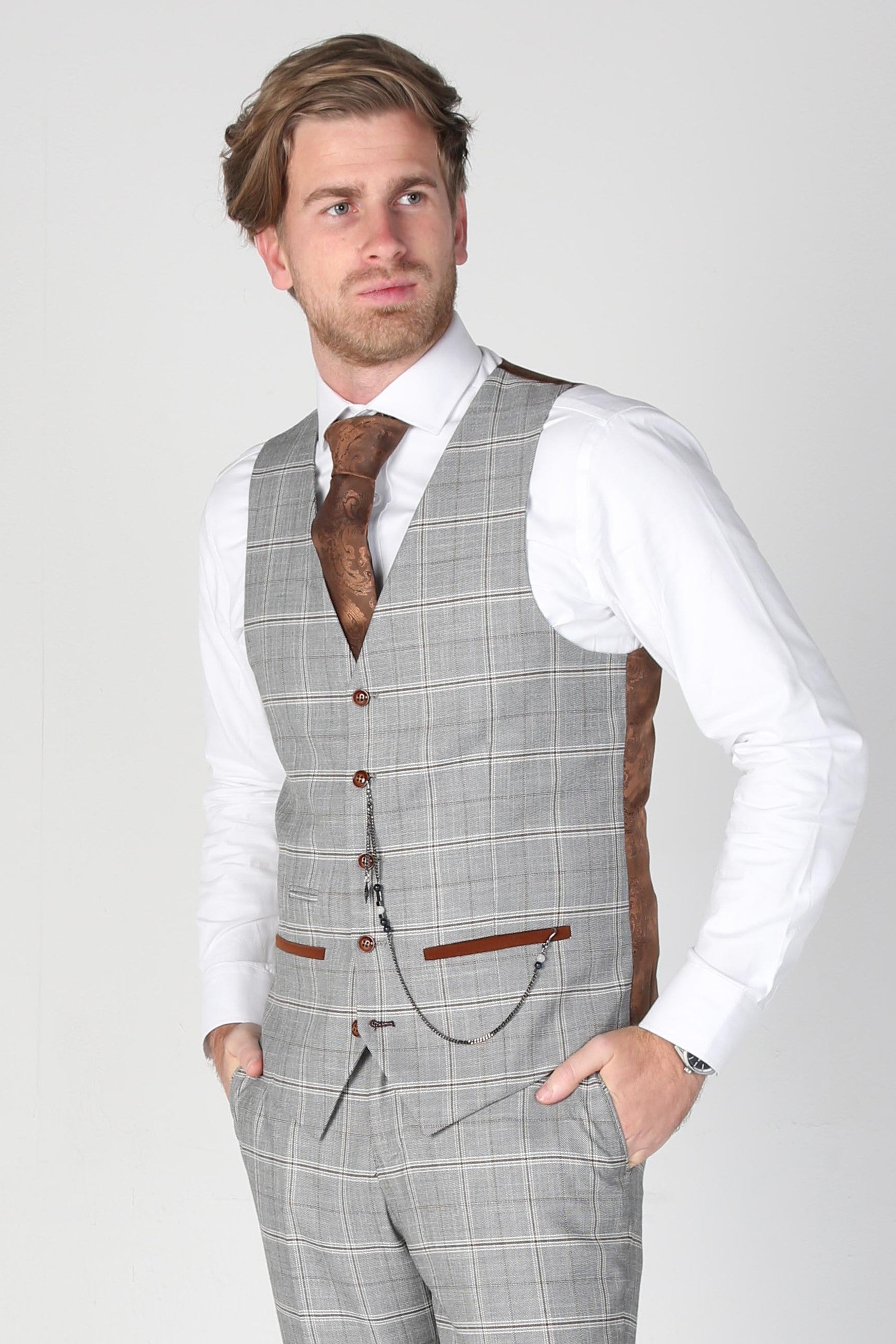 Francis - Men's Grey Check Waistcoat