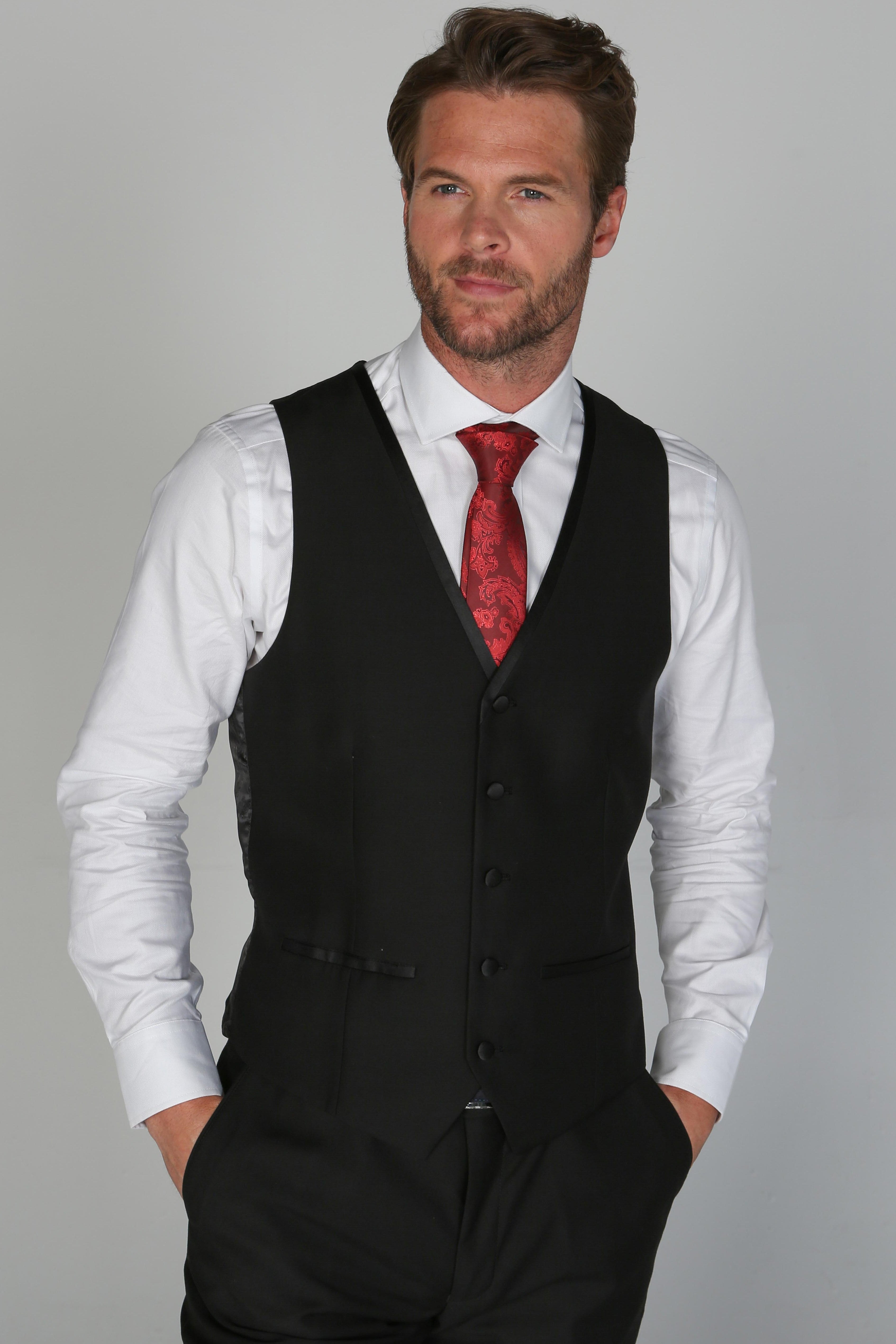 Men's Harry Black Waistcoat - Paul Andrew